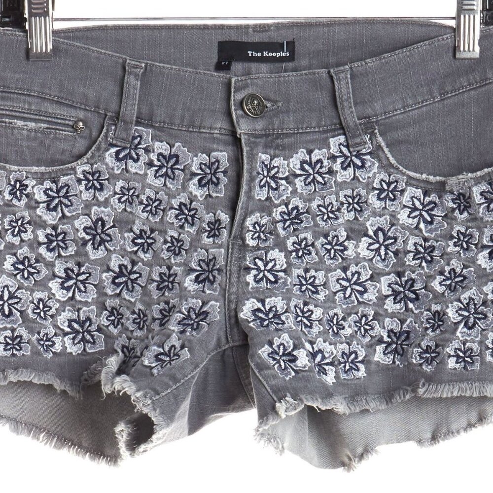 The Kooples Embroidered 5-Pocket Denim Shorts 27